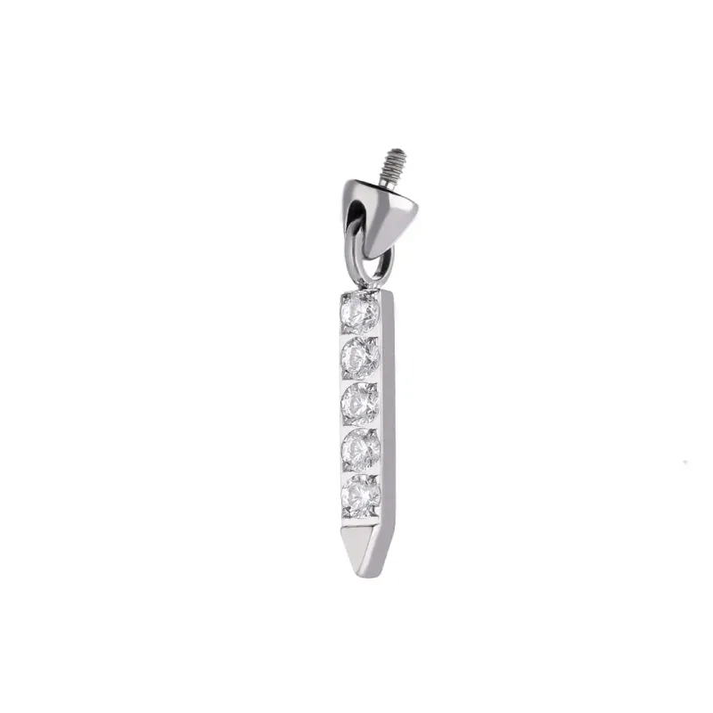 Tremun Titanium Threaded End Obelisk Pendant - White CZ
