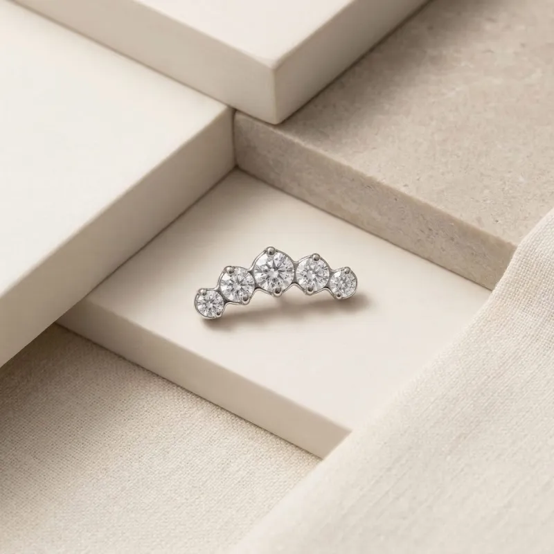 Tremun Titanium Threaded End Nano Prong Cluster - White CZ