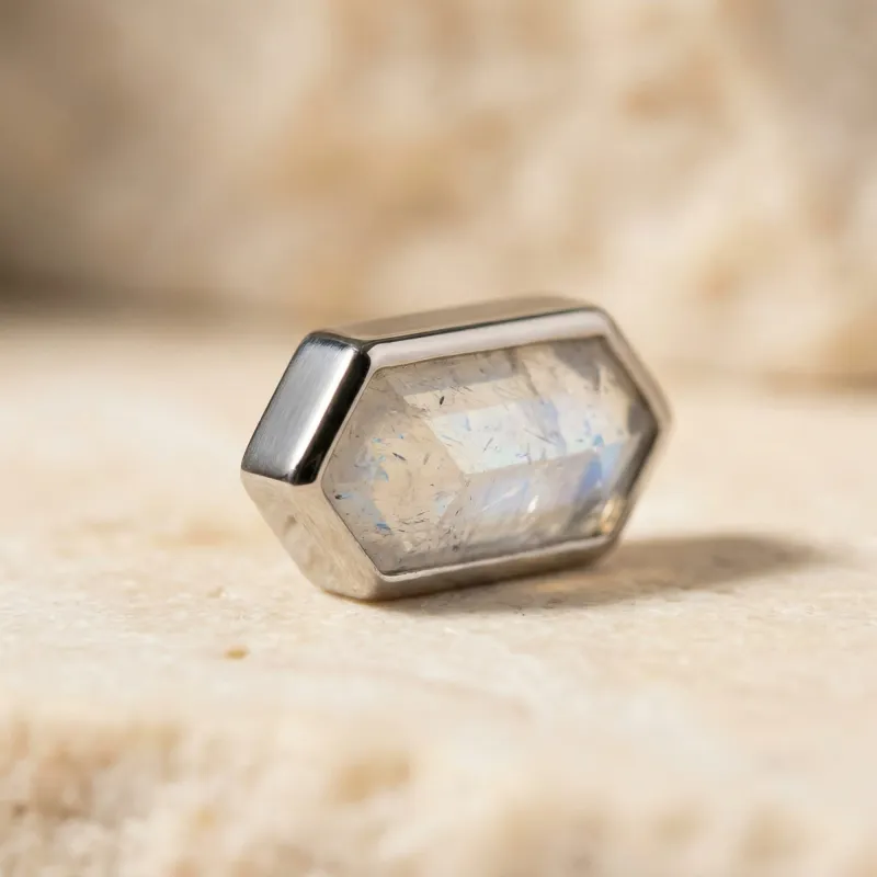 Tremun Titanium Threaded End Natural Stone Shape - Labradorite