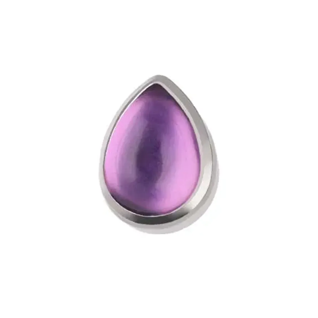 Tremun Titanium Threaded End Natural Stone Teardrop - Amethyst