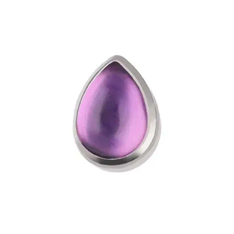 Tremun Titanium Threaded End Natural Stone Teardrop - Amethyst