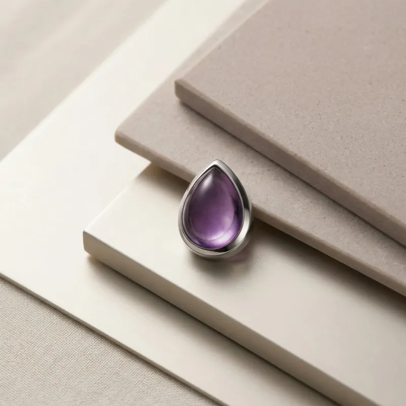 Tremun Titanium Threaded End Natural Stone Teardrop - Amethyst