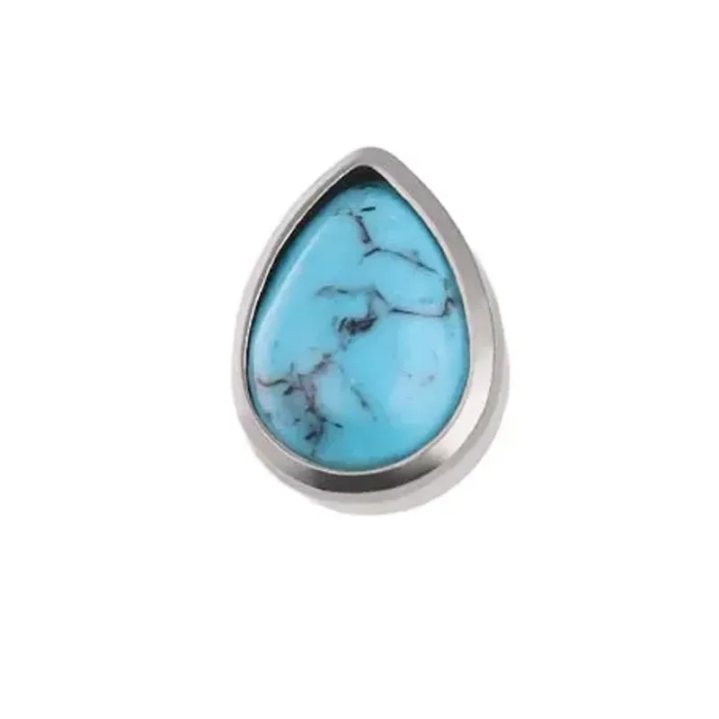 Tremun Titanium Threaded End Natural Stone Teardrop - Turqoise