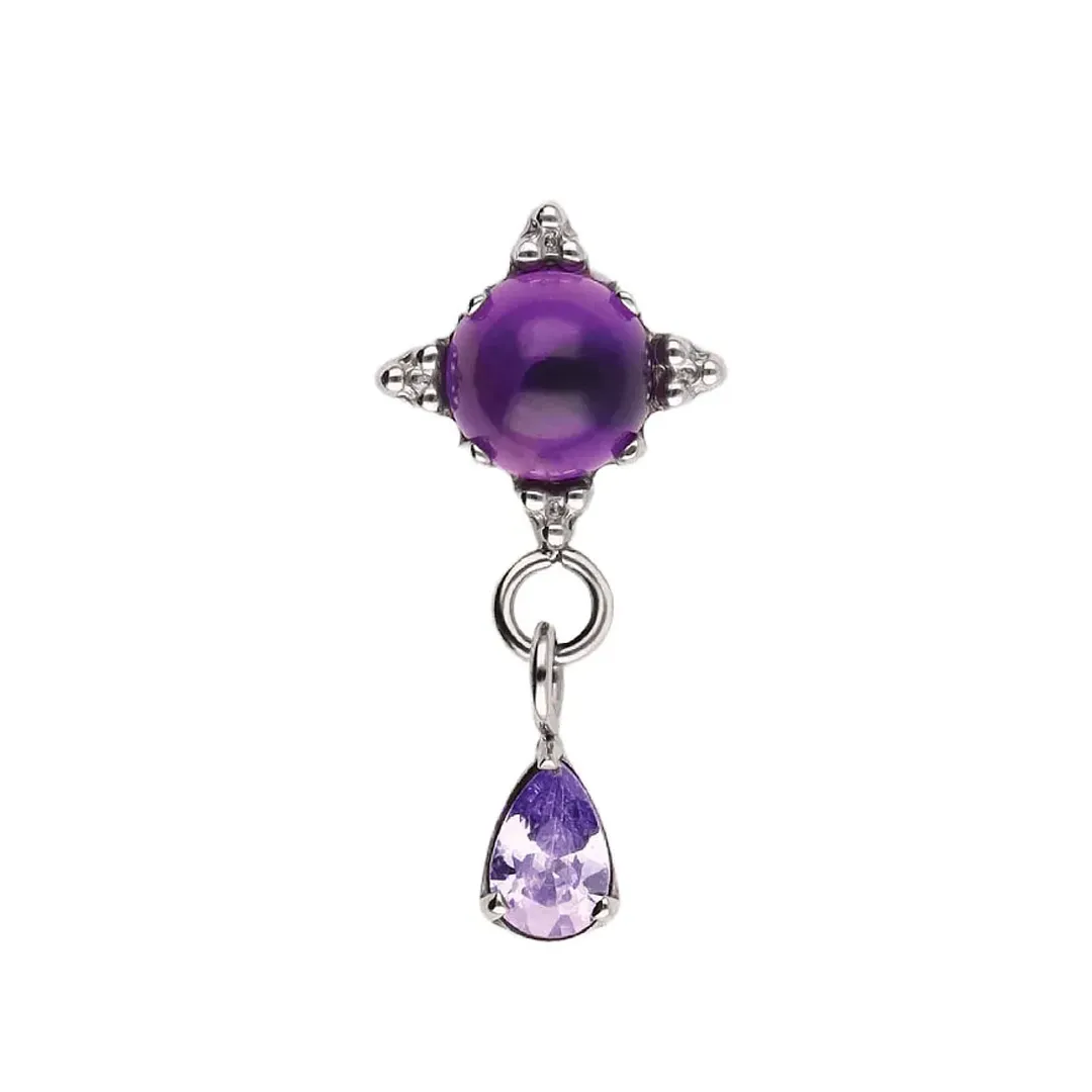 Tremun Titanium Threaded End Emily - Amethyst Cabochon & Facetted Teardrop