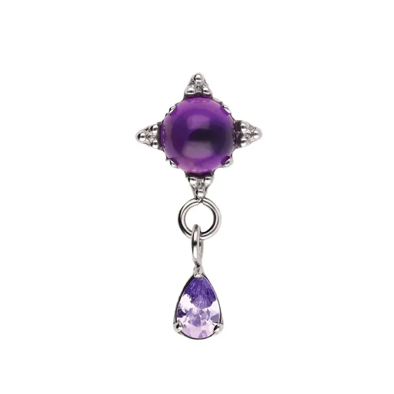 Tremun Titanium Threaded End Emily - Amethyst Cabochon & Facetted Teardrop