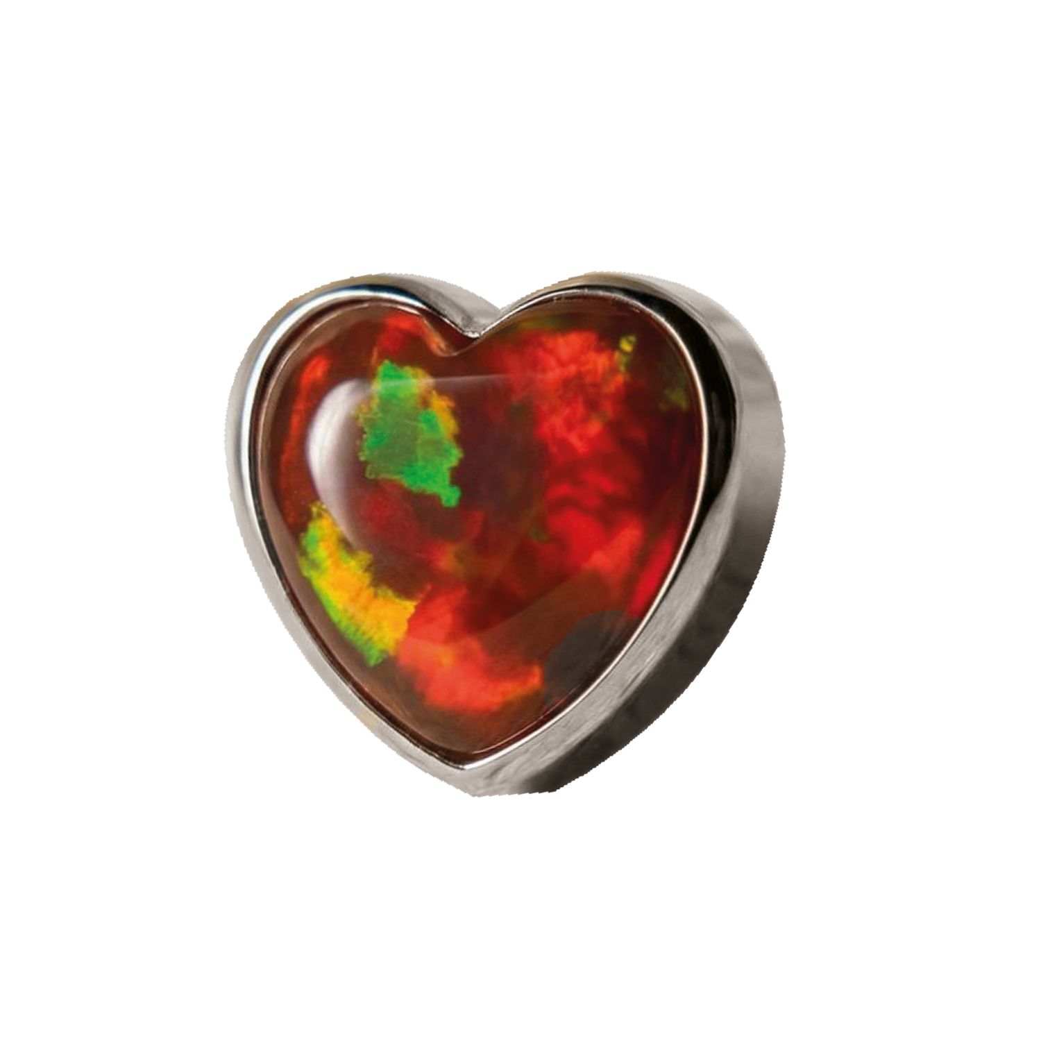 Tremun Titanium Threaded End Opal Heart - Red Synthetic Opal