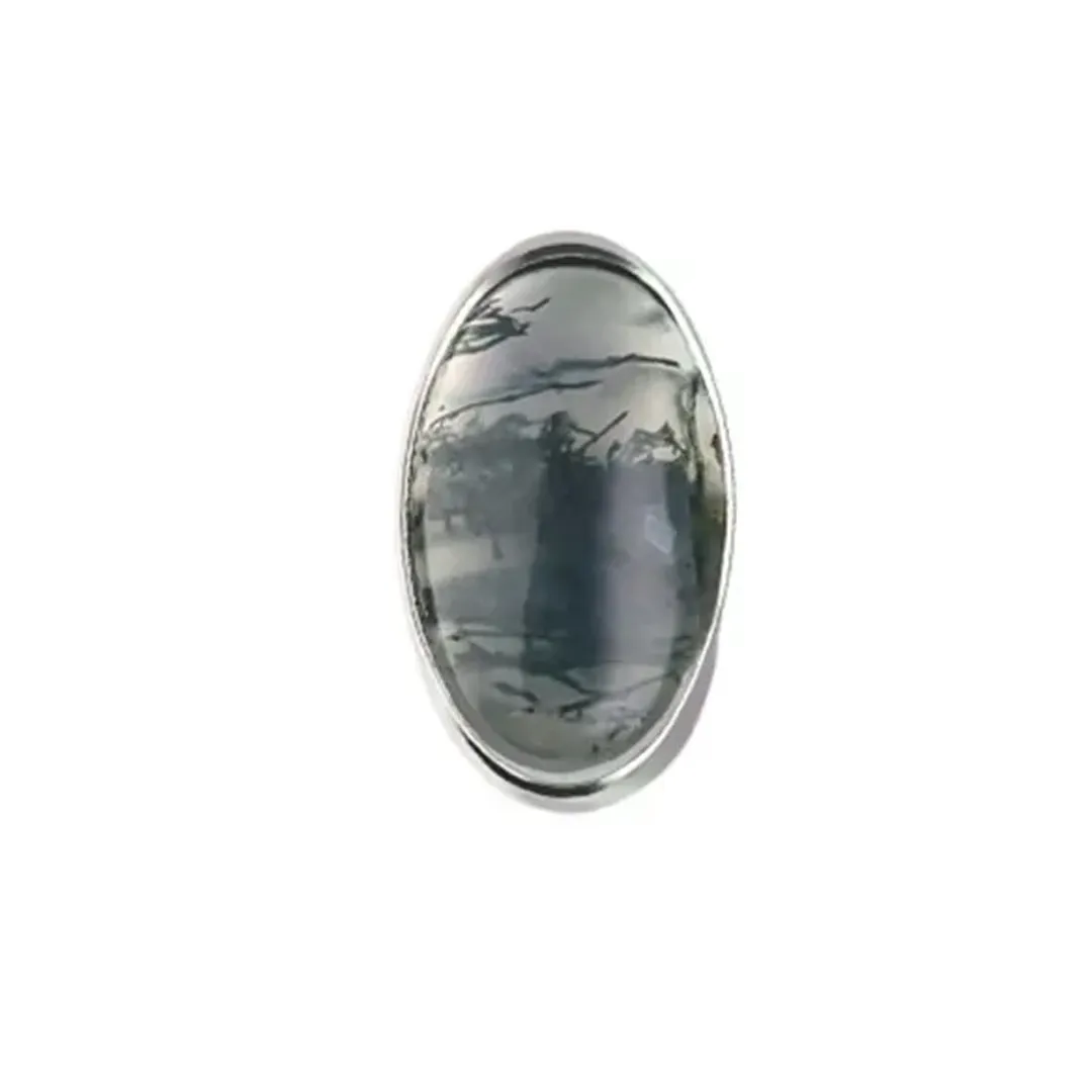 Tremun Titanium Threaded End Oval Cabochon - Moss Agate Tremun Titanium Threaded End Oval Cabochon - Moss Agate
