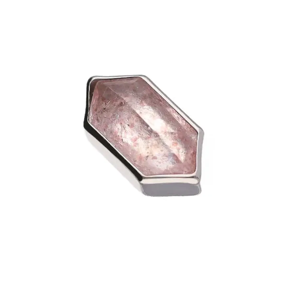 Tremun Titanium Threaded End Natural Stone Shape - Strawberry Quartz