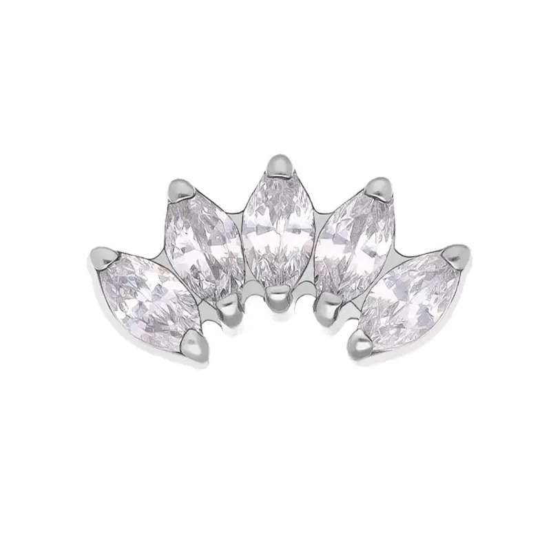 Tremun Titanium Threaded End Marquise 5 - white CZ