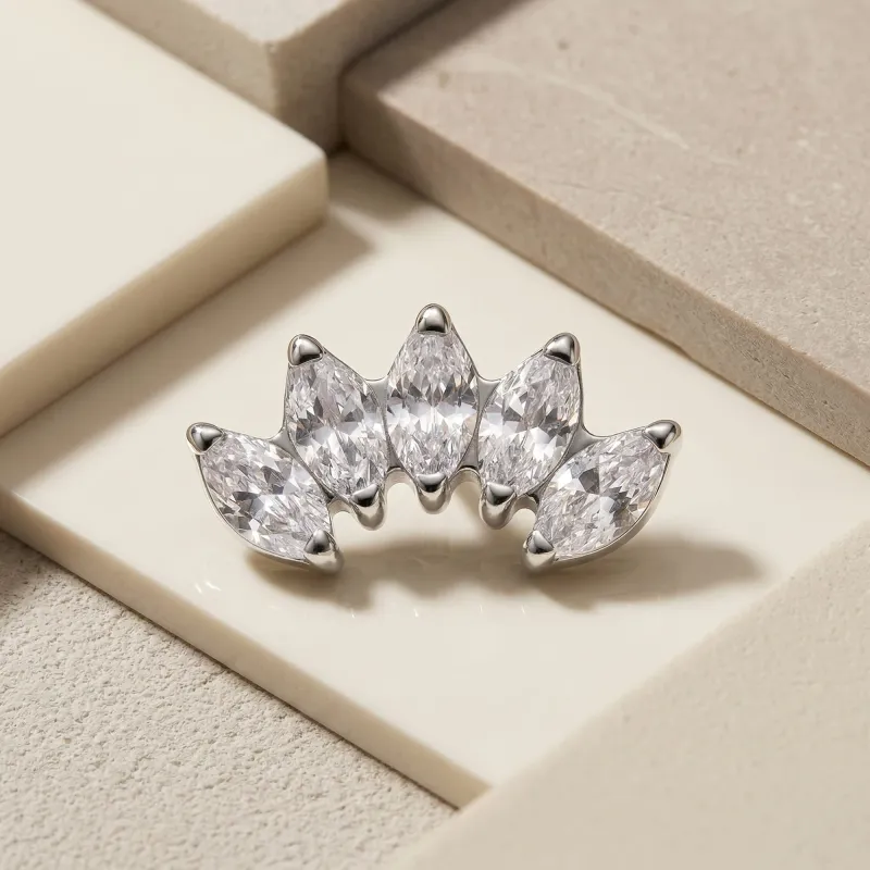Tremun Titanium Threaded End Marquise 5 - white CZ