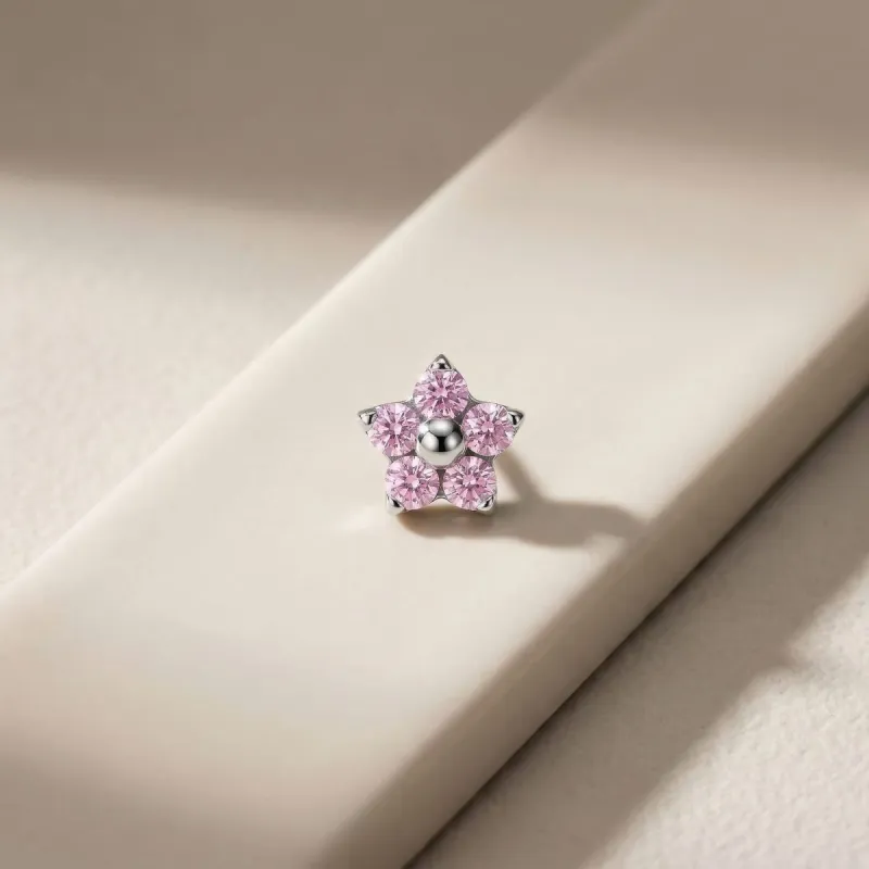 Tremun Titanium Threaded End Lori  - Pink CZ
