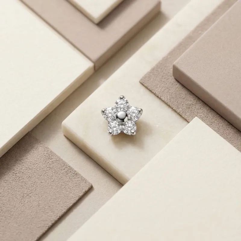 Tremun Titanium Threaded End Lori  - White CZ