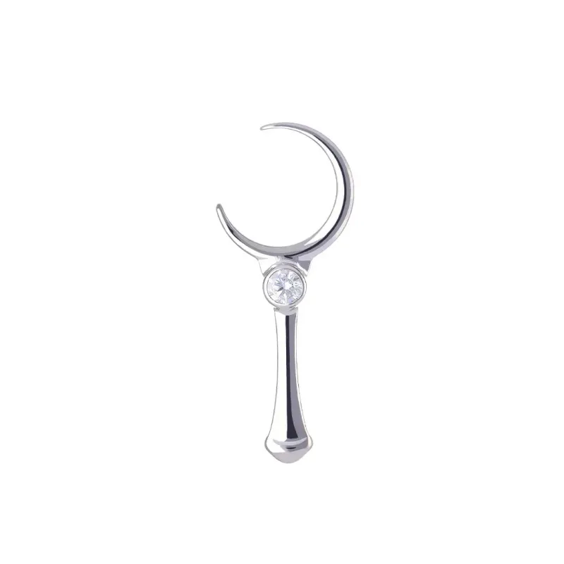 Tremun Titanium Threaded End Moon Scepter - White CZ