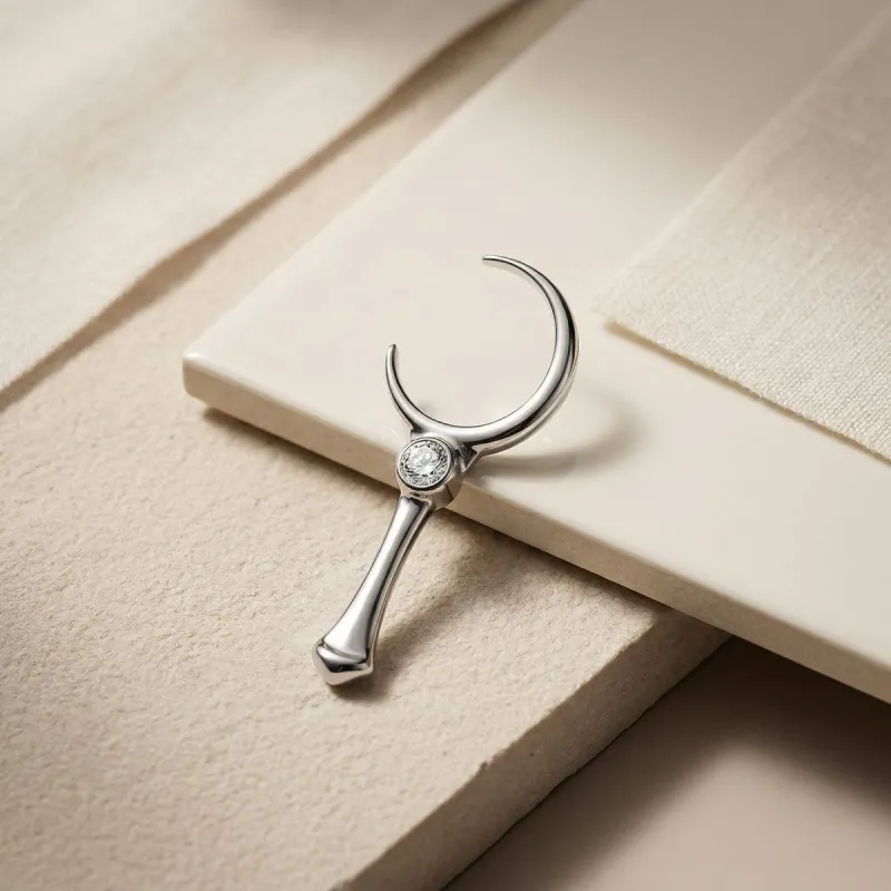Tremun Titanium Threaded End Moon Scepter - White CZ
