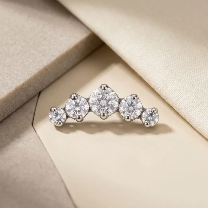 Tremun Titanium Threaded End Micro Prong Cluster - White CZ