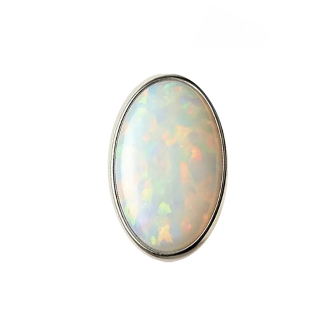 Tremun Titanium Threaded End Oval Opal Cabochon - White Synthetic Opal