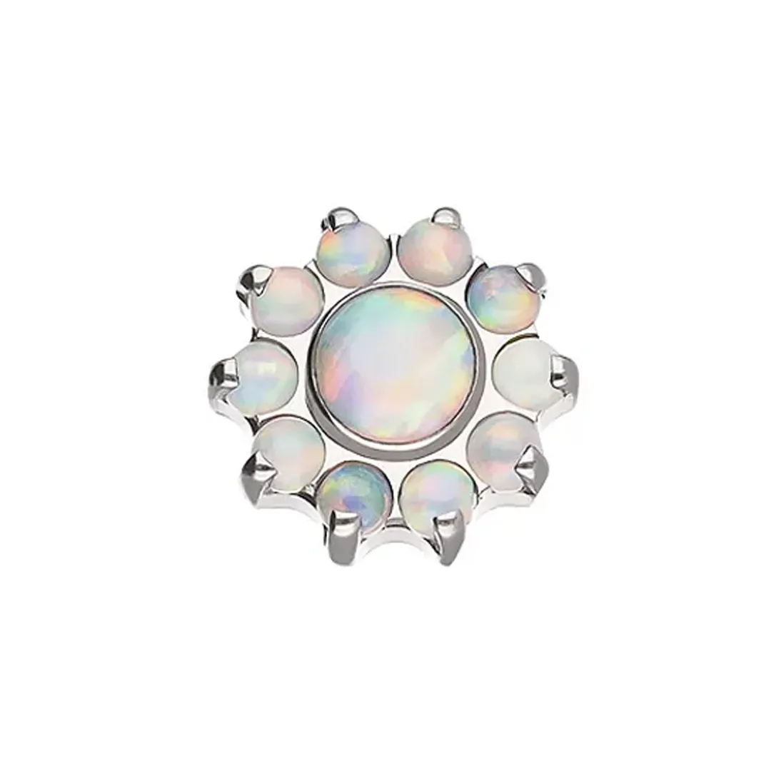 Tremun Titanium Threaded End Sunflower - White Synthetic Opal