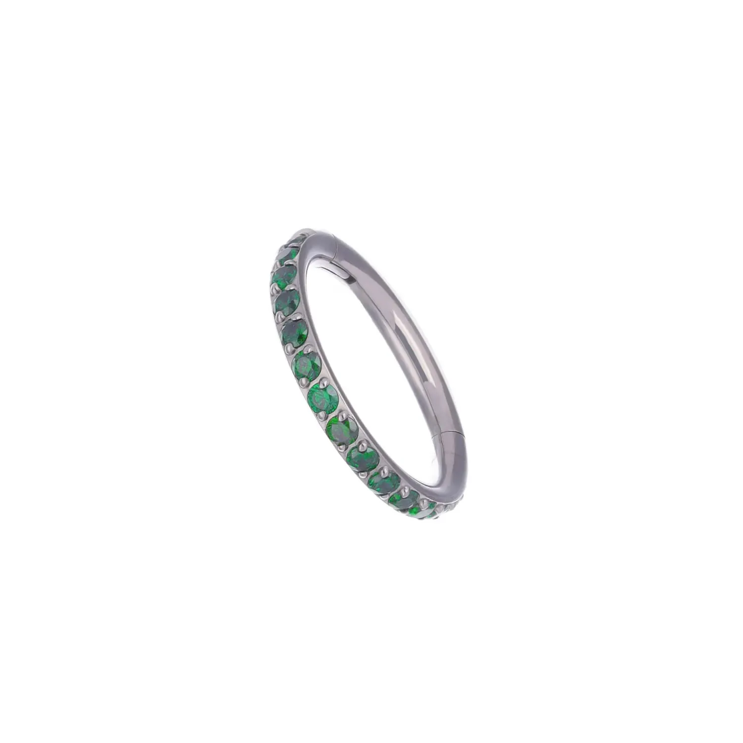 Tremun Titanium Side Set Gem Clicker - Emerald CZ Tremun Titanium Side Set Gem Clicker - Emerald CZ