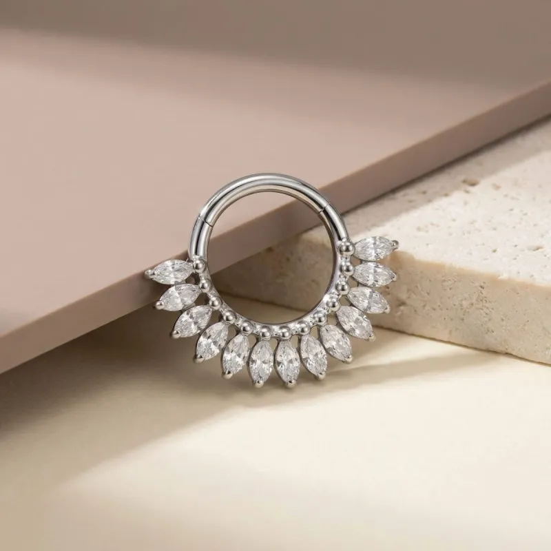 Tremun Titanium Clicker Ring Maria - White CZ