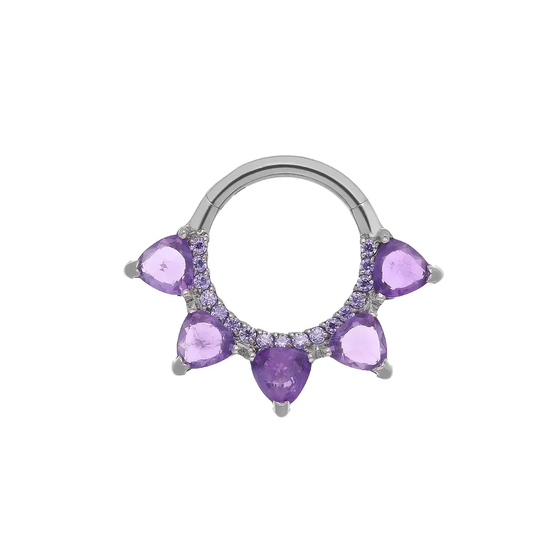 Tremun Titanium Clicker Ring Lucy - Amethyst CZ & Genuine Amethyst Tremun Titanium Clicker Ring Lucy - Amethyst CZ & Genuine Amethyst