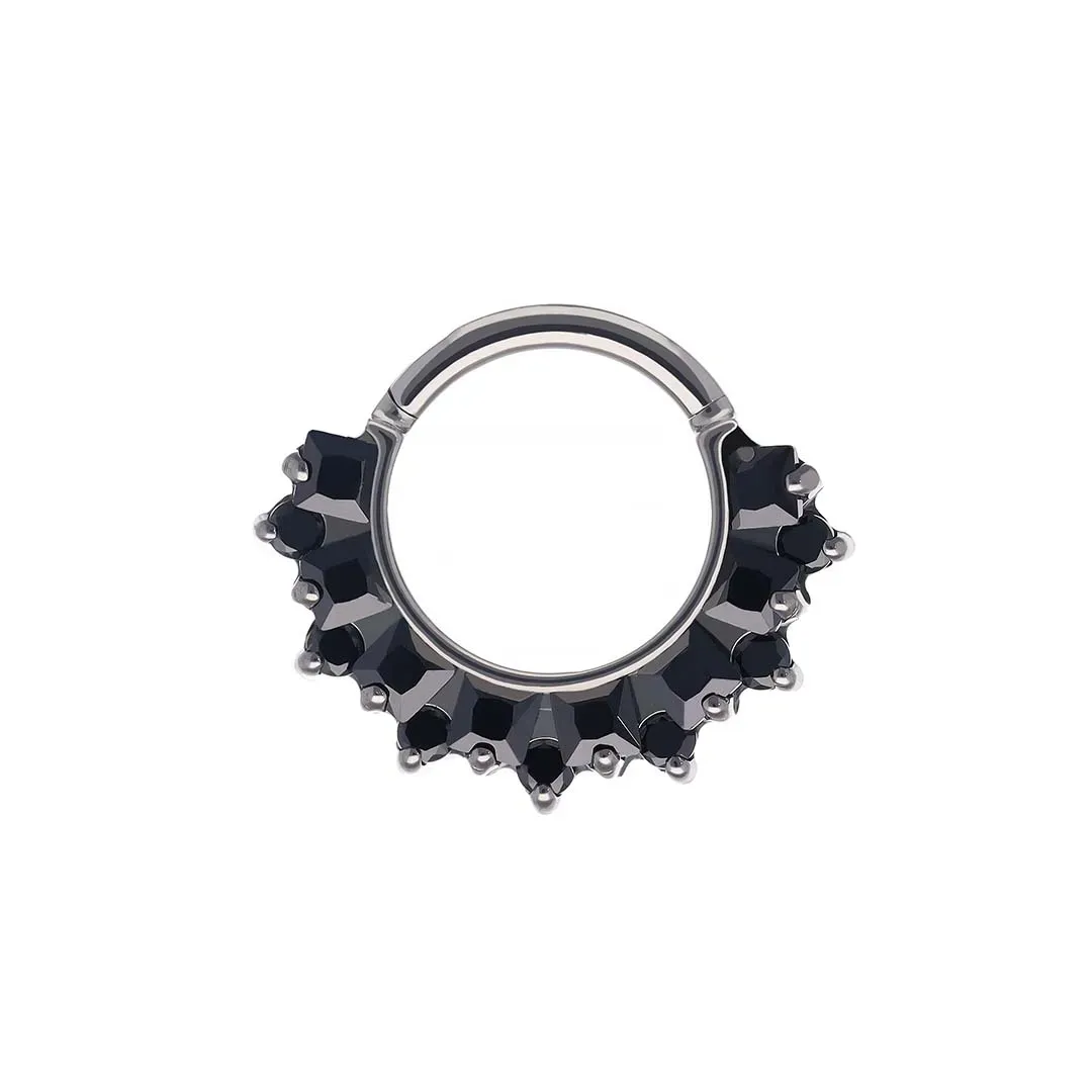 Tremun Titanium Clicker Ring Shelly - Black CZ