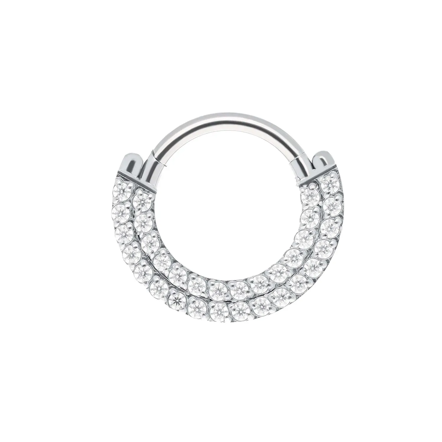 Tremun Titanium Clicker Ring Bea - White CZ