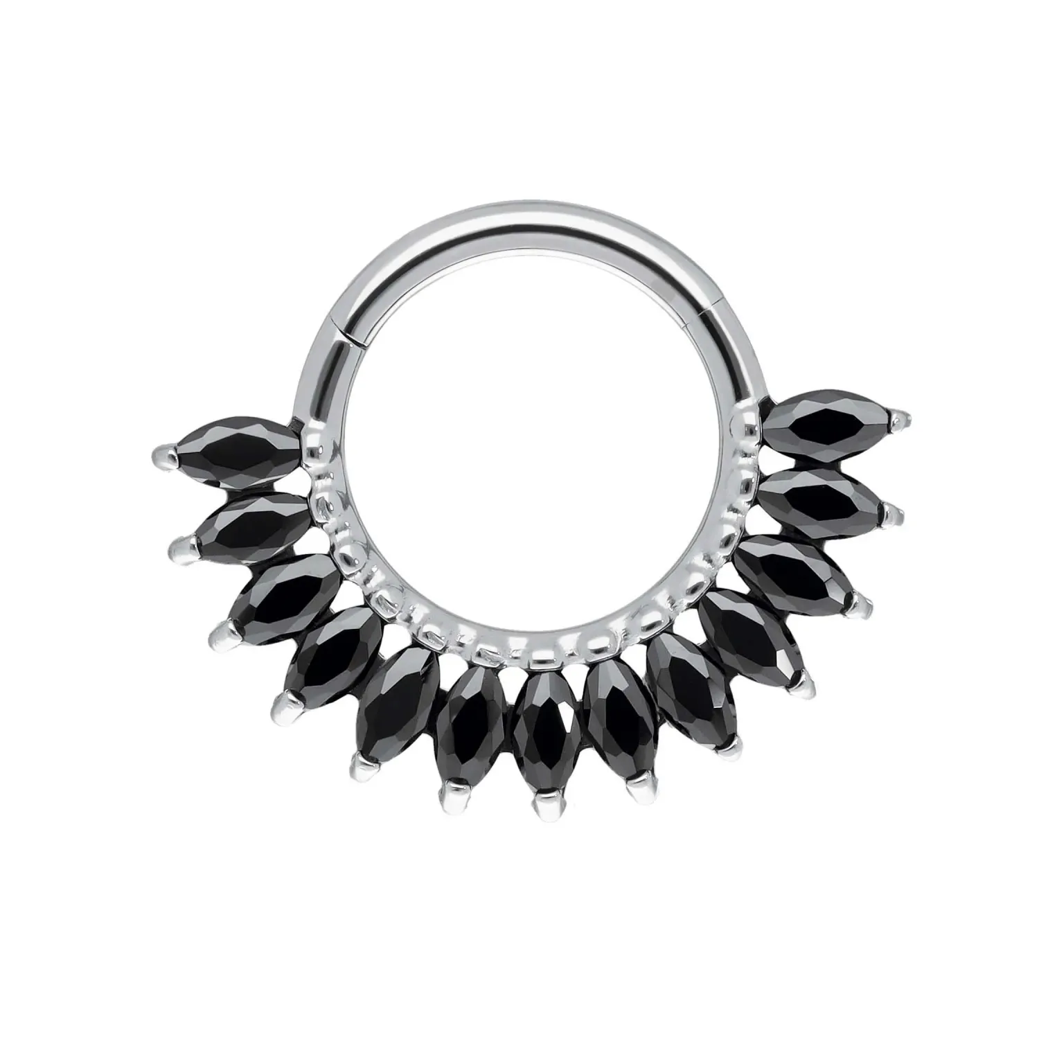 Tremun Titanium Clicker Ring Maria - Black CZ