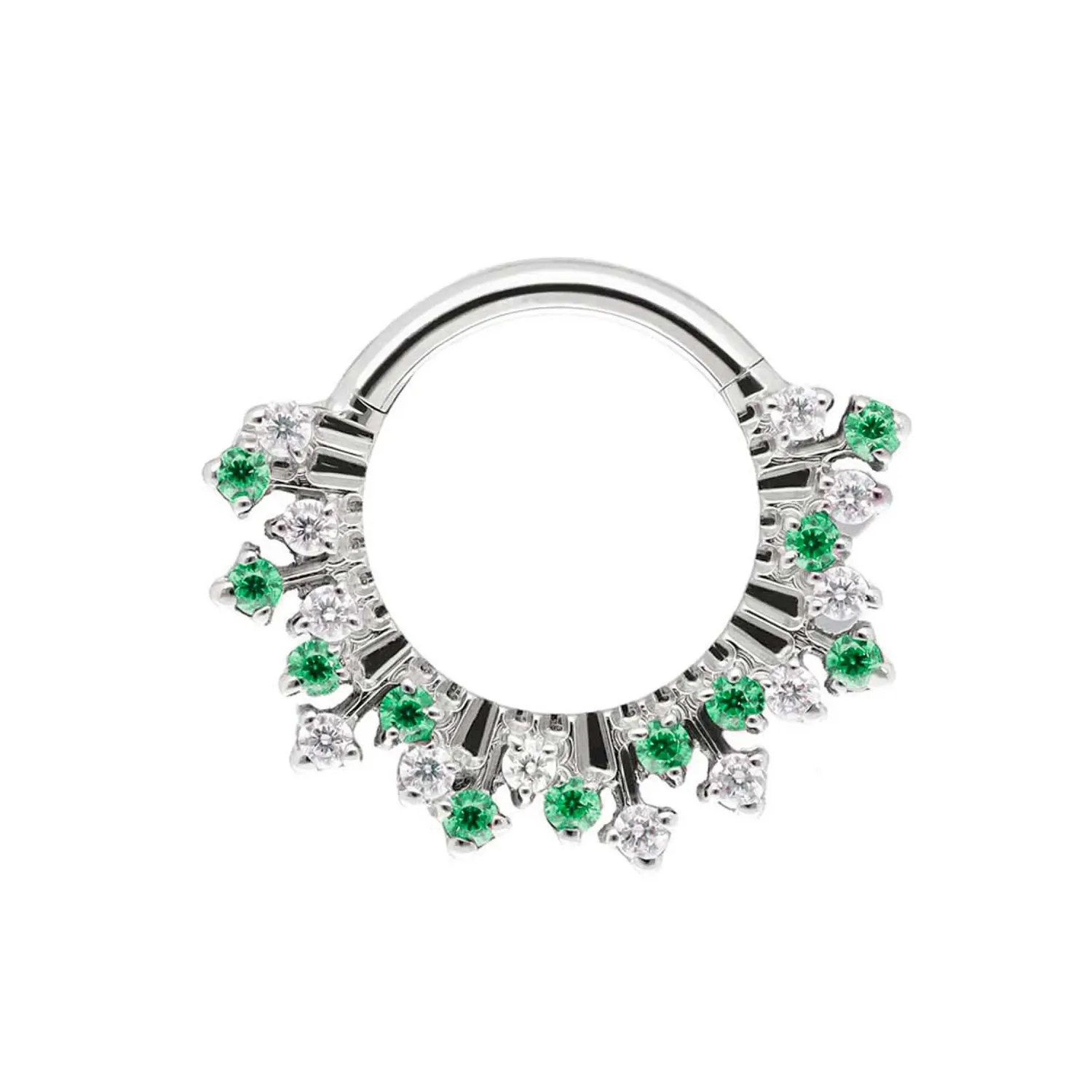 Tremun Titanium Clicker Ring Dana - Emerald & White CZ