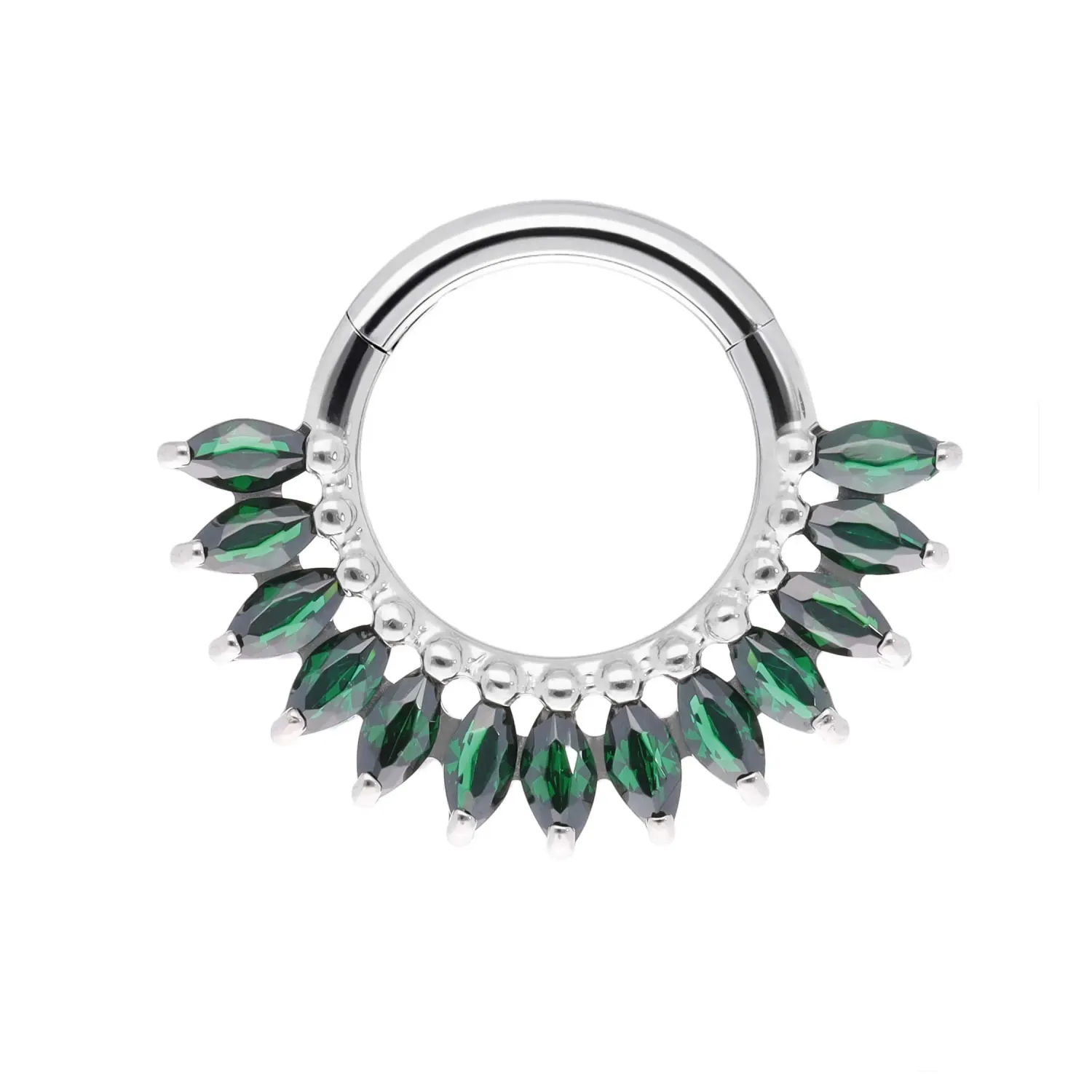 Tremun Titanium Clicker Ring Maria - Emerald CZ