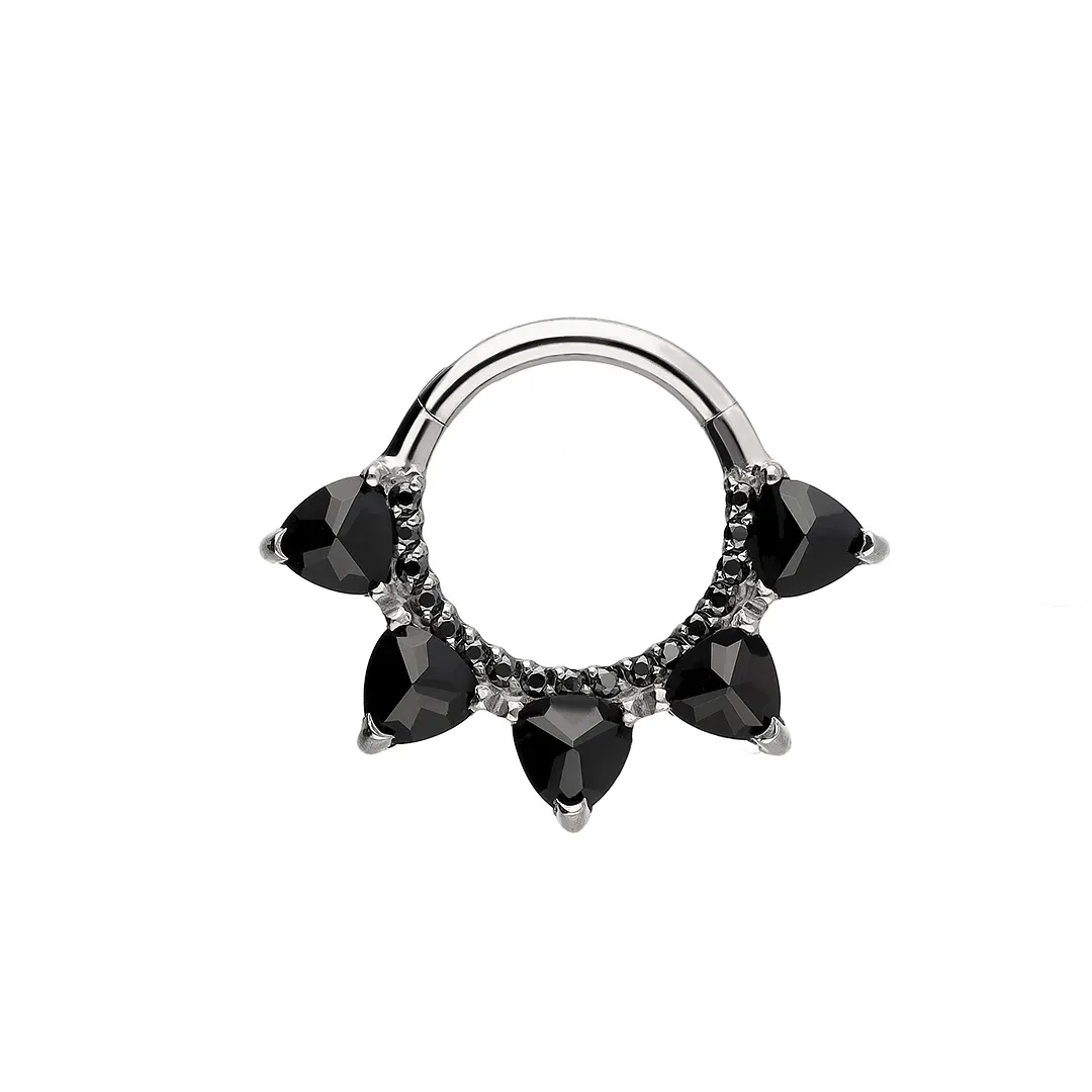 Tremun Titanium Clicker Ring Lucy - Black CZ Tremun Titanium Clicker Ring Lucy - Black CZ