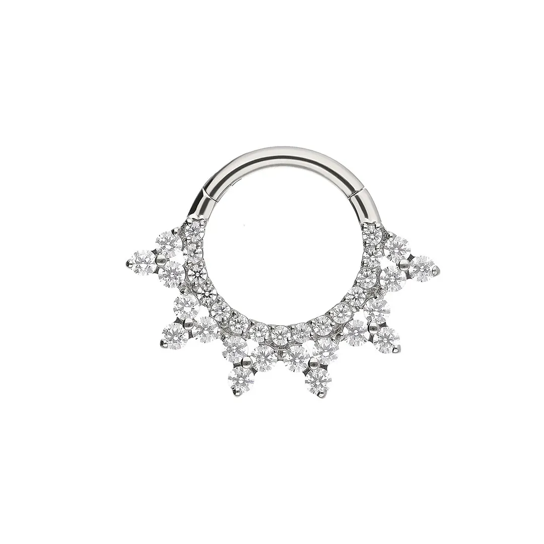 Tremun Titanium Clicker Ring Carolyn - White CZ