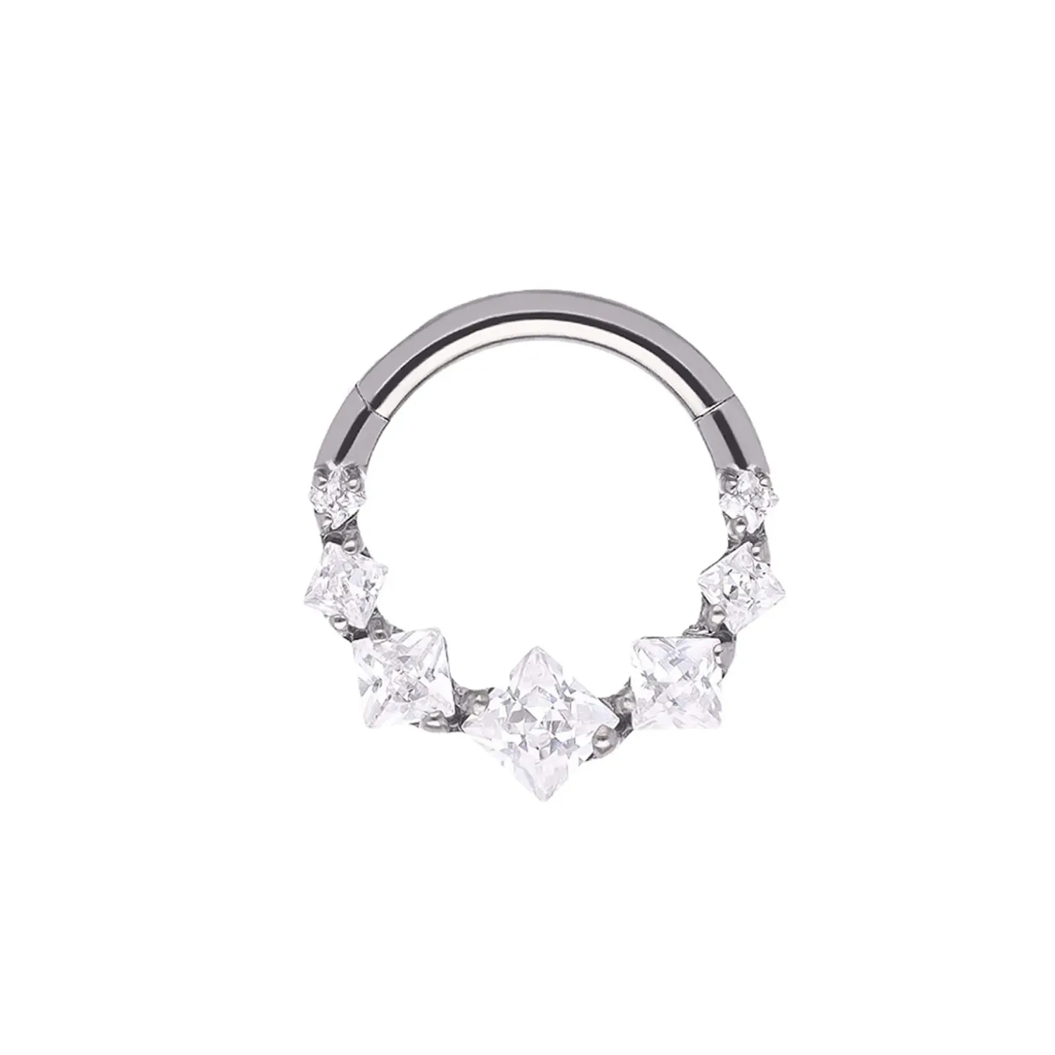 Tremun Titanium Clicker Ring Selina - White CZ