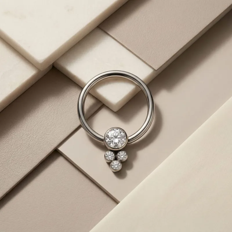Tremun Titanium Captive Gem Cluster - White CZ