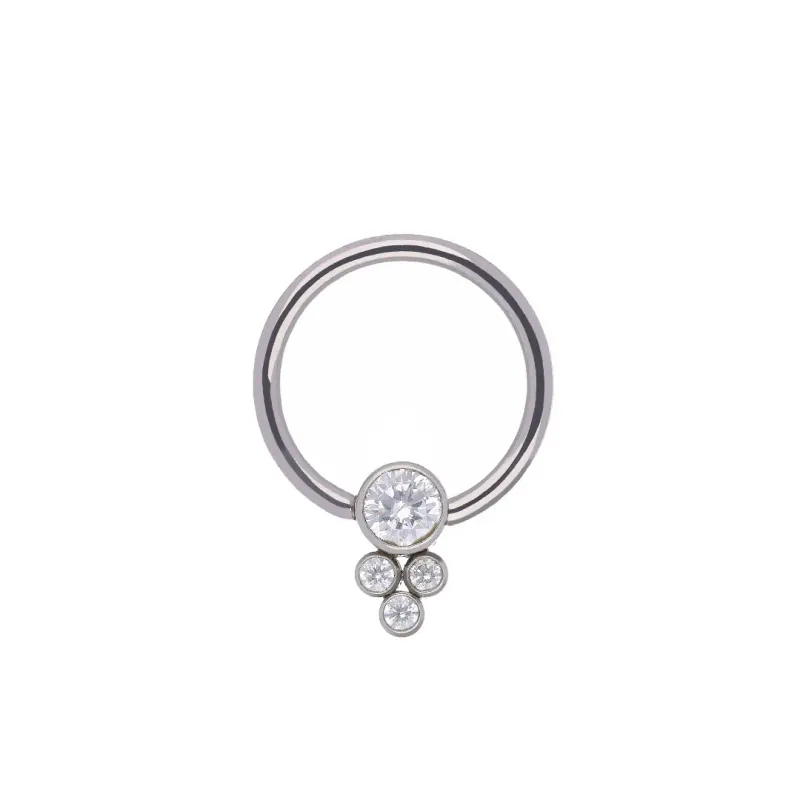 Tremun Titanium Captive Gem Cluster - White CZ