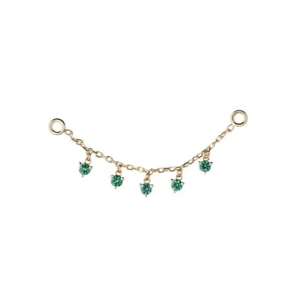Tremun 14K Solid Yellow Gold Ginny Chain - Emerald Lab Grown