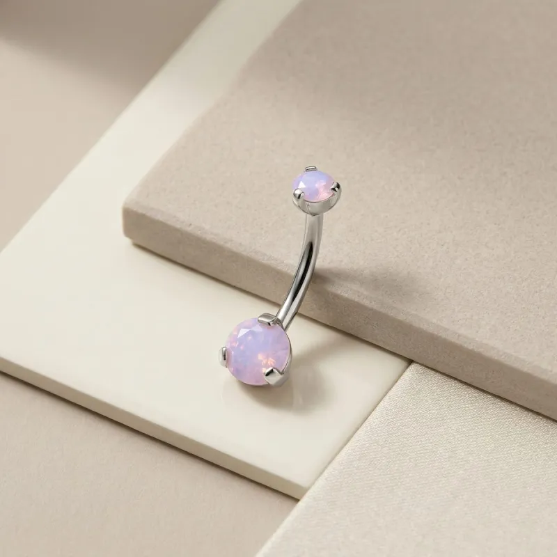 Tremun Prong Set Navel Curve Sue - Light Peony Opal