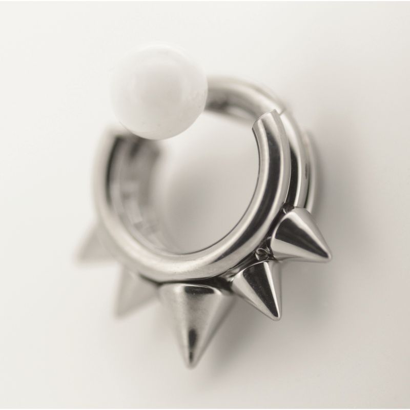 Zadamer Titanium 5-Spike Clicker Ring - High Polish