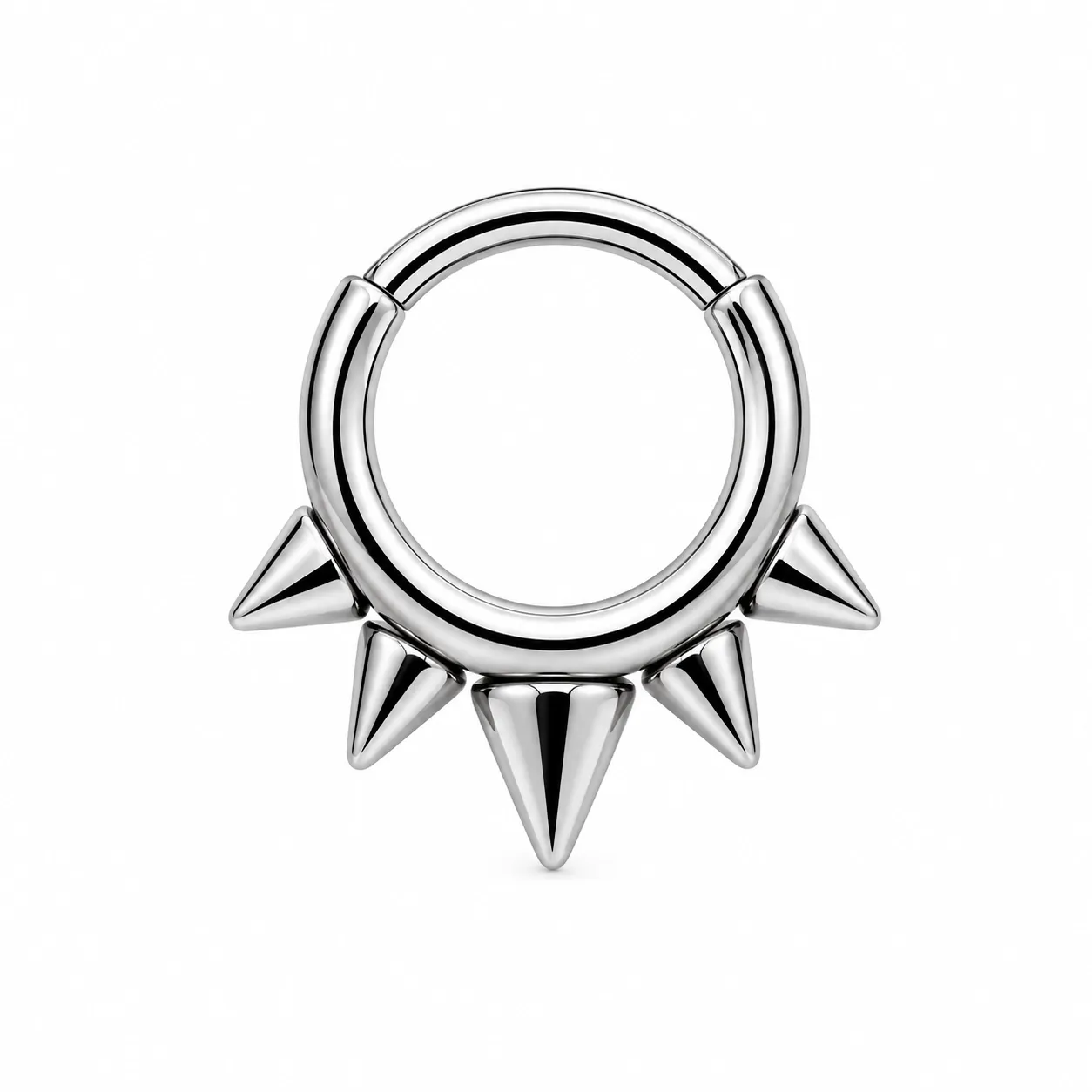 Zadamer Titanium 5-Spike Clicker Ring - High Polish
