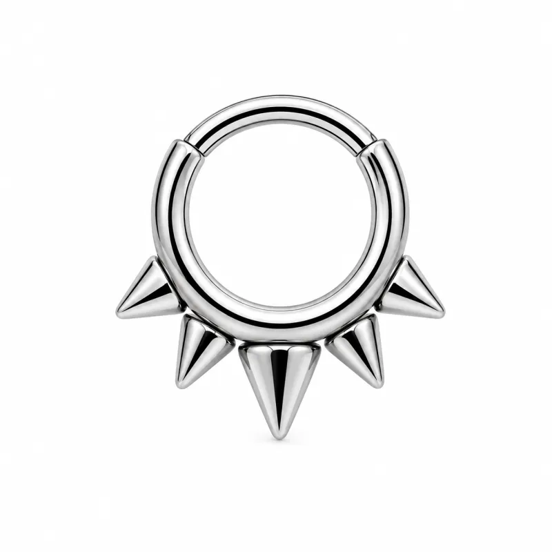 Zadamer Titanium 5-Spike Clicker Ring - High Polish