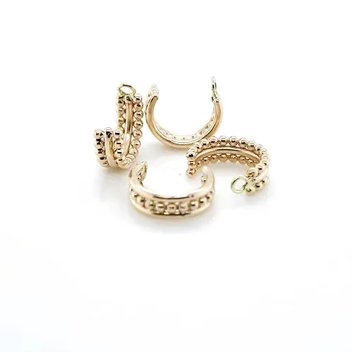 Zadamer 14k Solid Yellow Gold Beaded Faux Hoop Zadamer 14k Solid Yellow Gold Beaded Faux Hoop