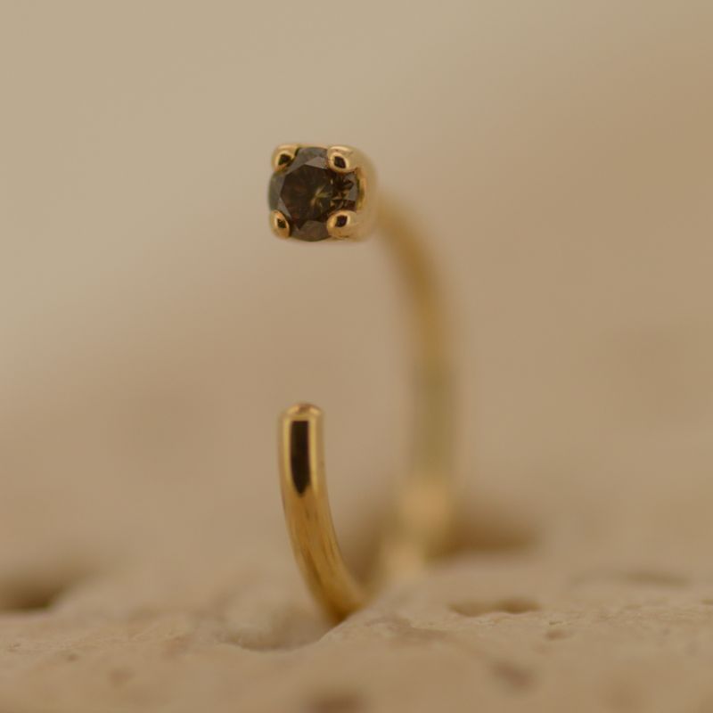 Alchemy Adornment 14K Solid Yellow Gold Nostril Nail - Cognac Diamond