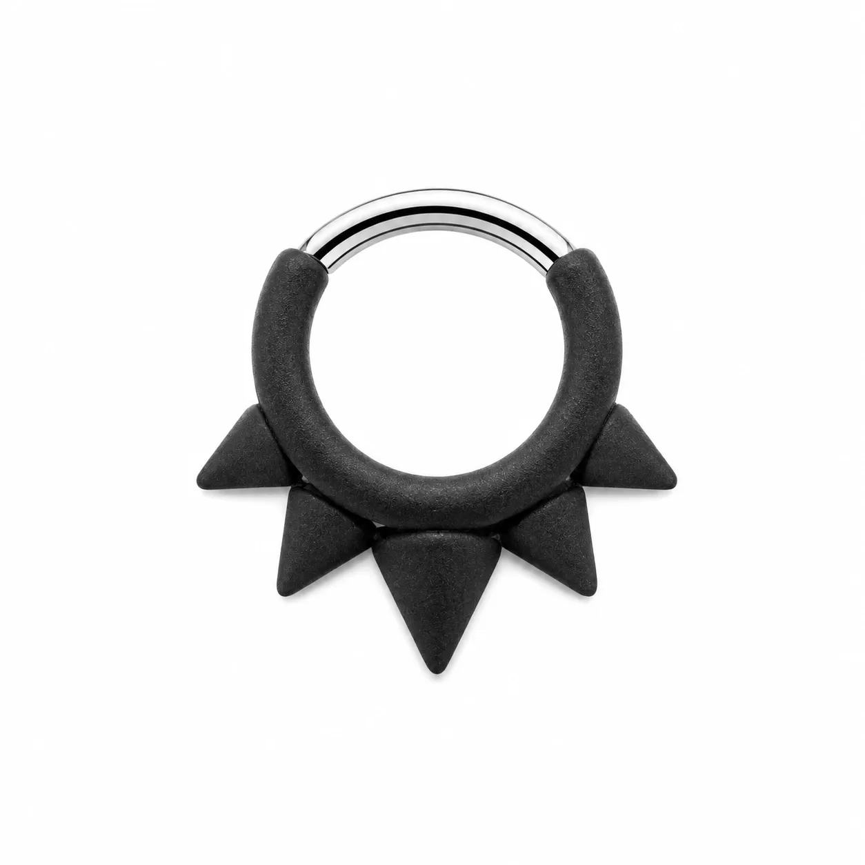 Zadamer Titanium 5-Spike Clicker Ring - Dark Matte Sandblast