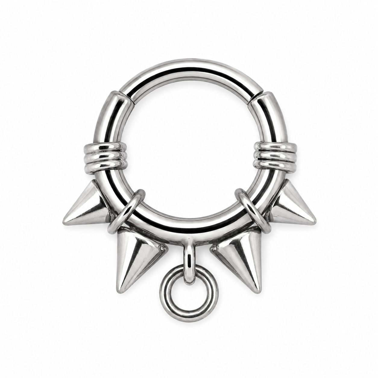 Zadamer Titanium O-ring Collar Spiked Clicker Ring - High Polish Zadamer Titanium O-ring Collar Spiked Clicker Ring - High Polish