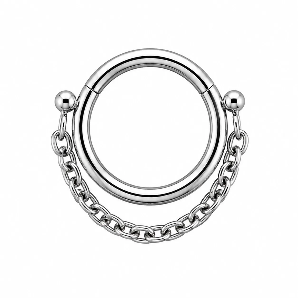 Zadamer Titanium Chained Single Clicker Ring - 1,3mm Fine Cable Chain Zadamer Titanium Chained Single Clicker Ring - 1,3mm Fine Cable Chain