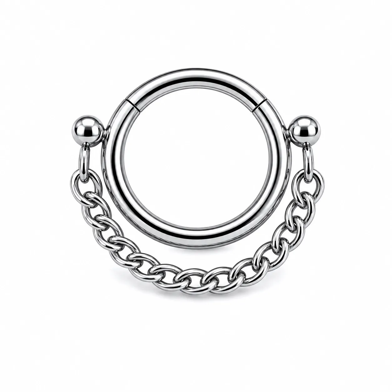 Zadamer Titanium Chained Single Clicker Ring - 1.8mm Curb Chain
