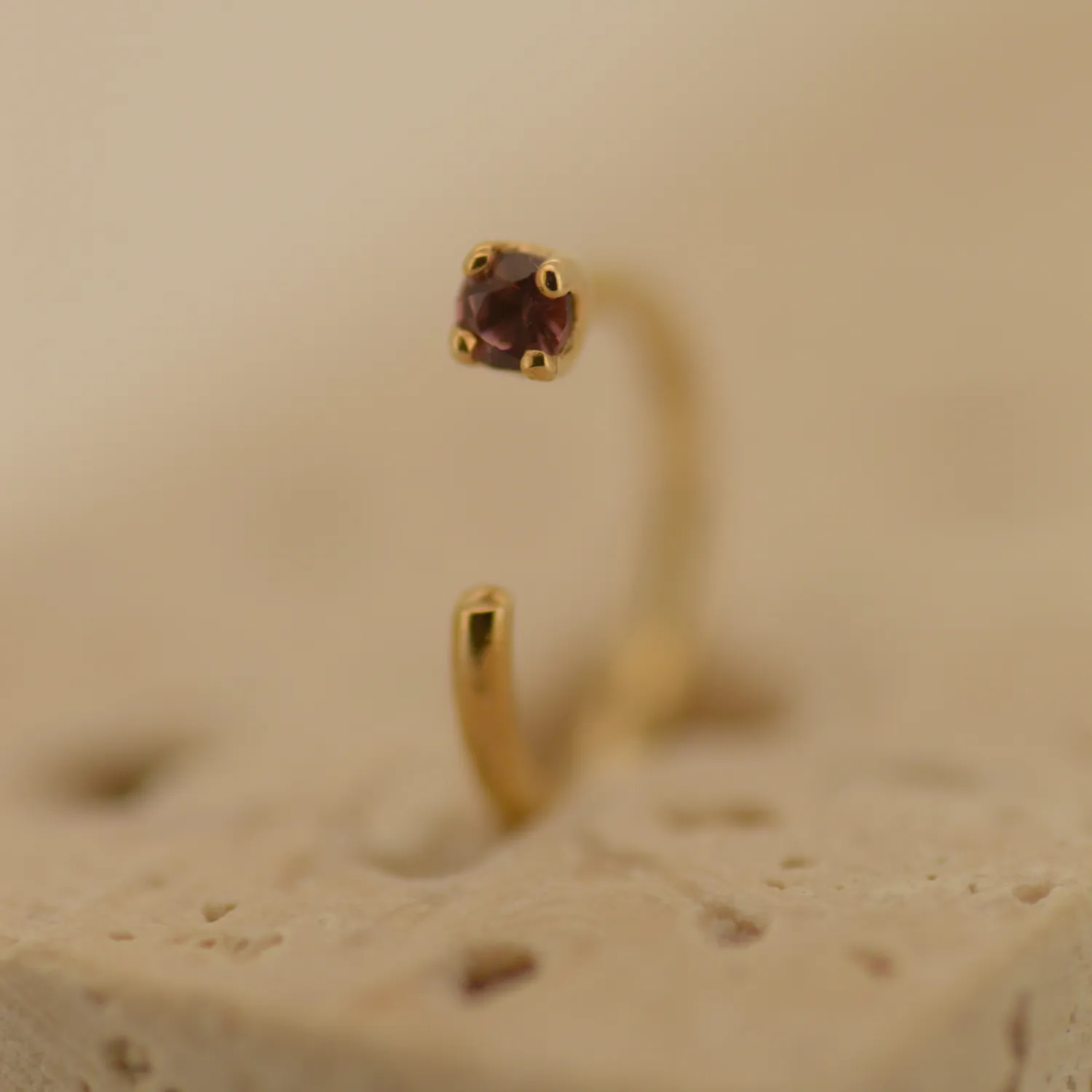 Alchemy Adornment 14K Solid Yellow Gold Nostril Nail - Umbalit Garnet
