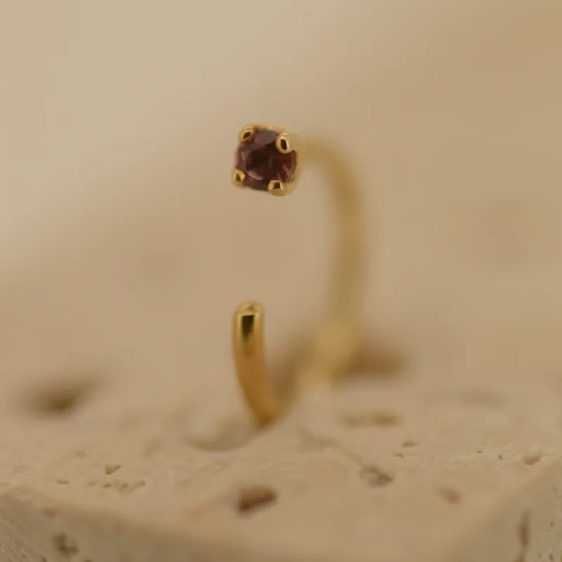 Alchemy Adornment 14K Solid Yellow Gold Nostril Nail - Umbalit Garnet