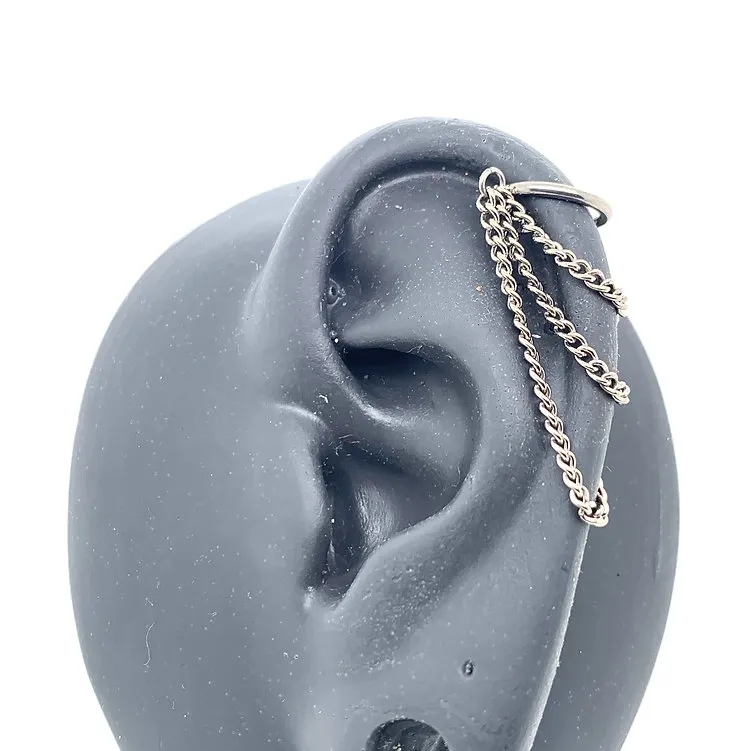 Zadamer Titanium Helix Waterfall Triple Chain Clicker Ring