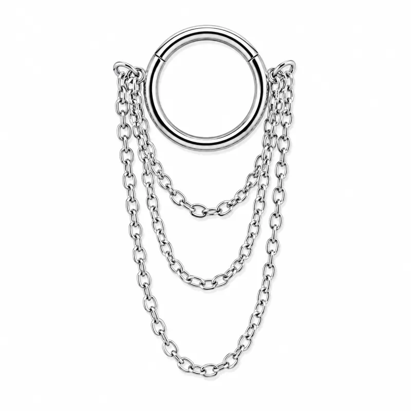 Zadamer Titanium Helix Waterfall Triple Chain Clicker Ring
