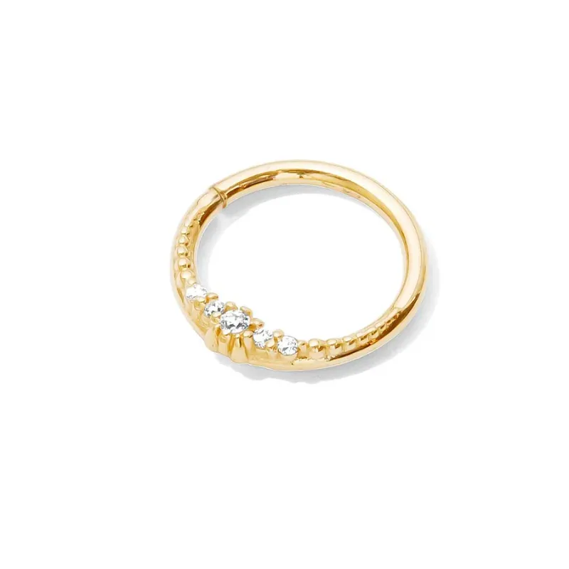 Tawapa 14K Solid Yellow Gold Venus continous Ring - White CZ